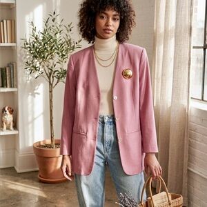 Vintage Pink Blazer - 90s Minimalist, Modern Size Medium, Old Money Aesthetic